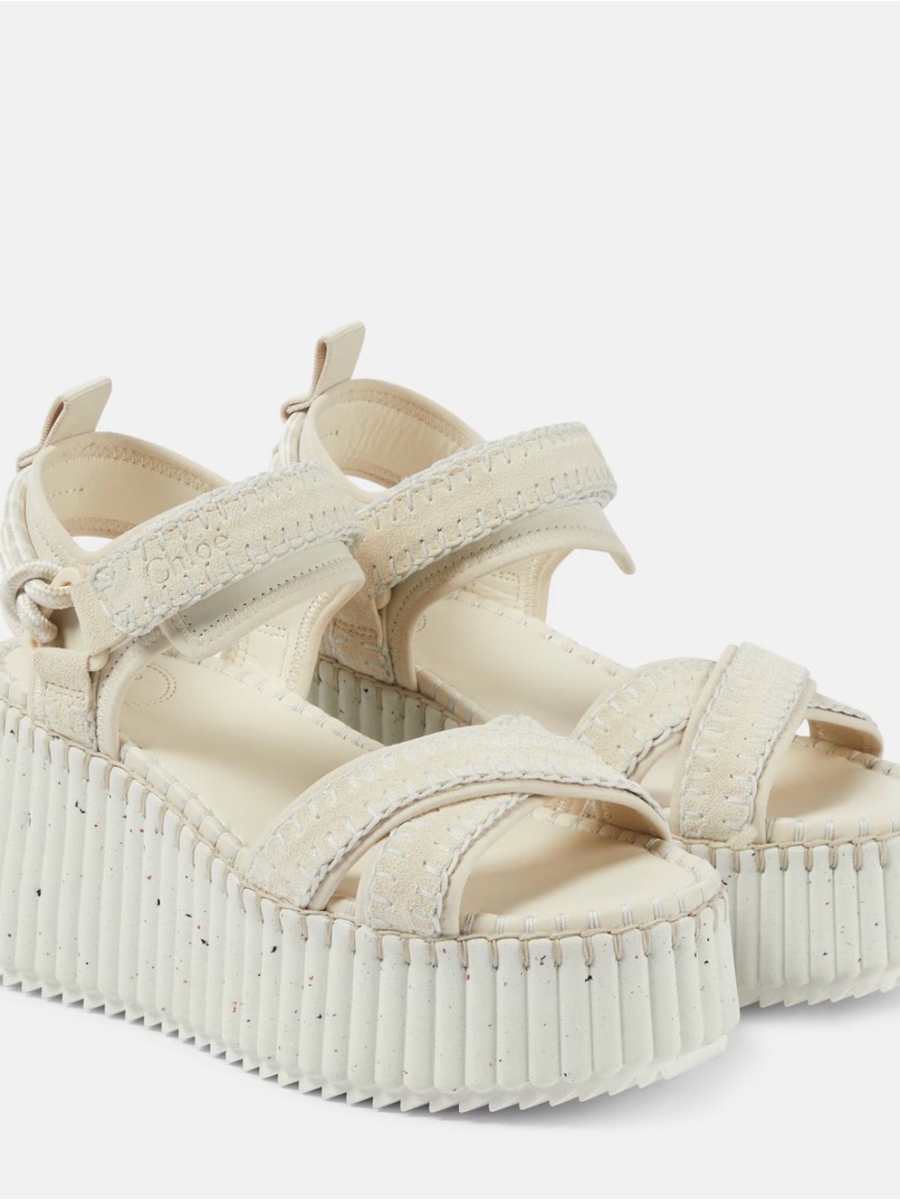 Chloé Nama Platform Sandals Ivory Cream EU 40 Wedge Sandals